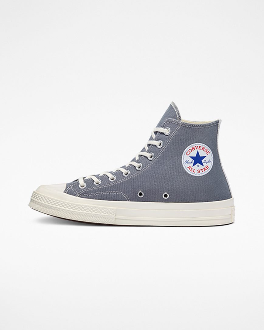 Men's Converse x Comme des Garçons PLAY Chuck 70 High Top Shoes Grey / Black | AU C1598R